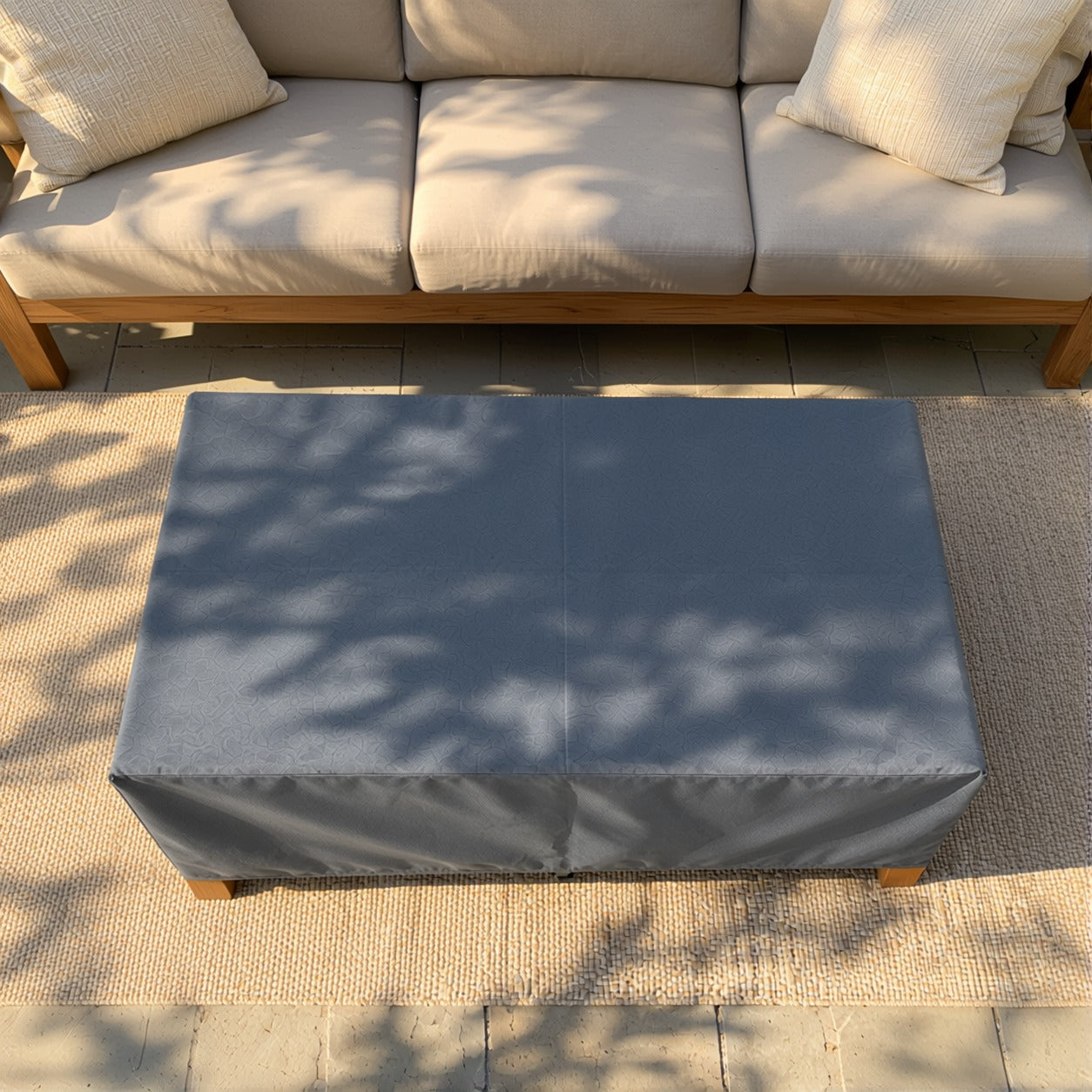 Khomo Gear Rectangle Coffee Table cover in Gray - top view sofa | Fits 37L x 23D x 16H, 40L x 30D x 17H, 48L x 28D x 13H