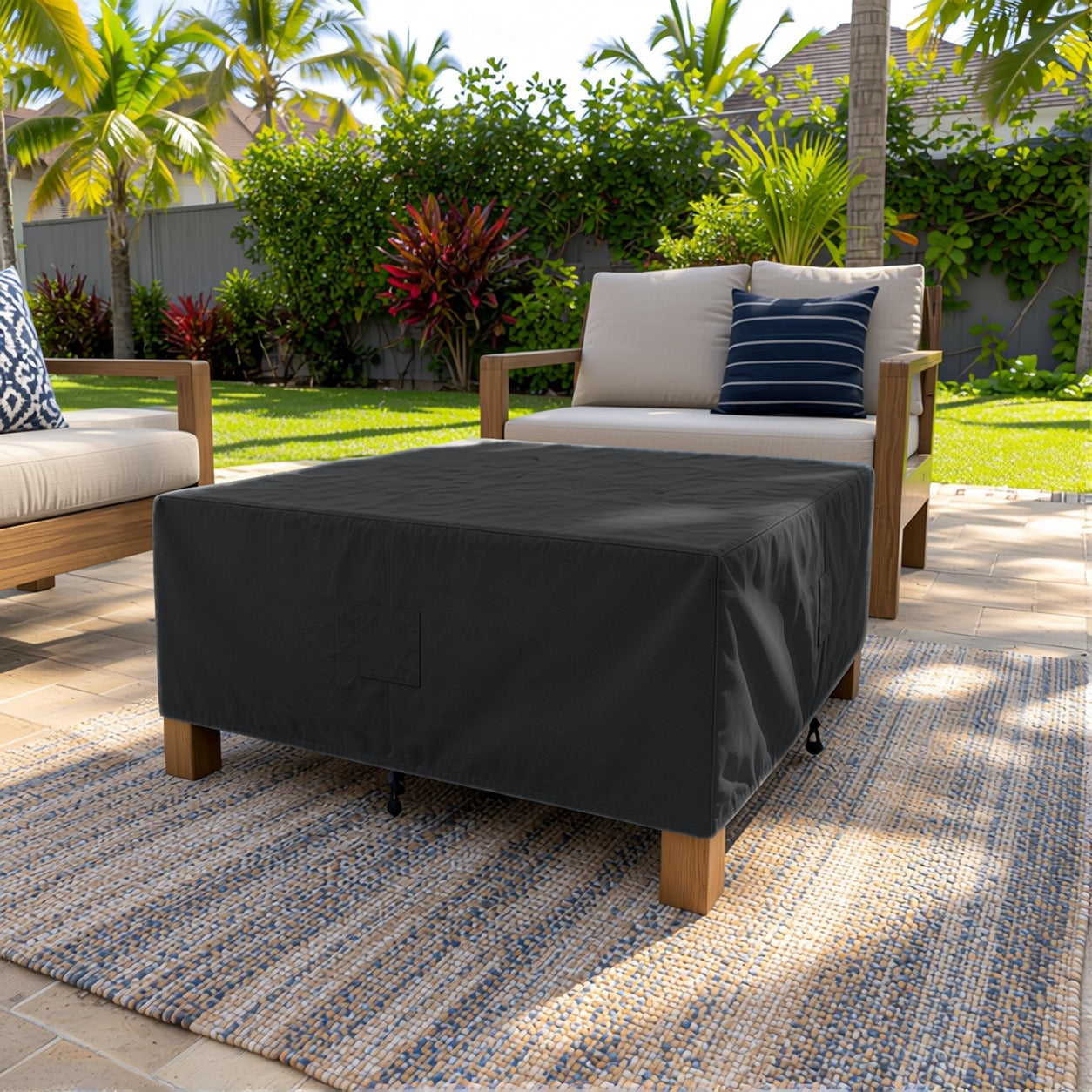 Khomo Gear Square Coffee Table cover in Black - main | Fits 28L x 28D x 16H, 28L x 22D x 17H