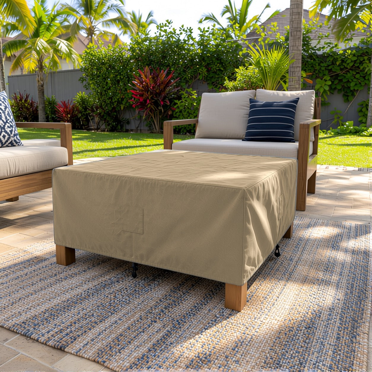 Khomo Gear Square Coffee Table cover in Brown - main | Fits 28L x 28D x 16H, 28L x 22D x 17H
