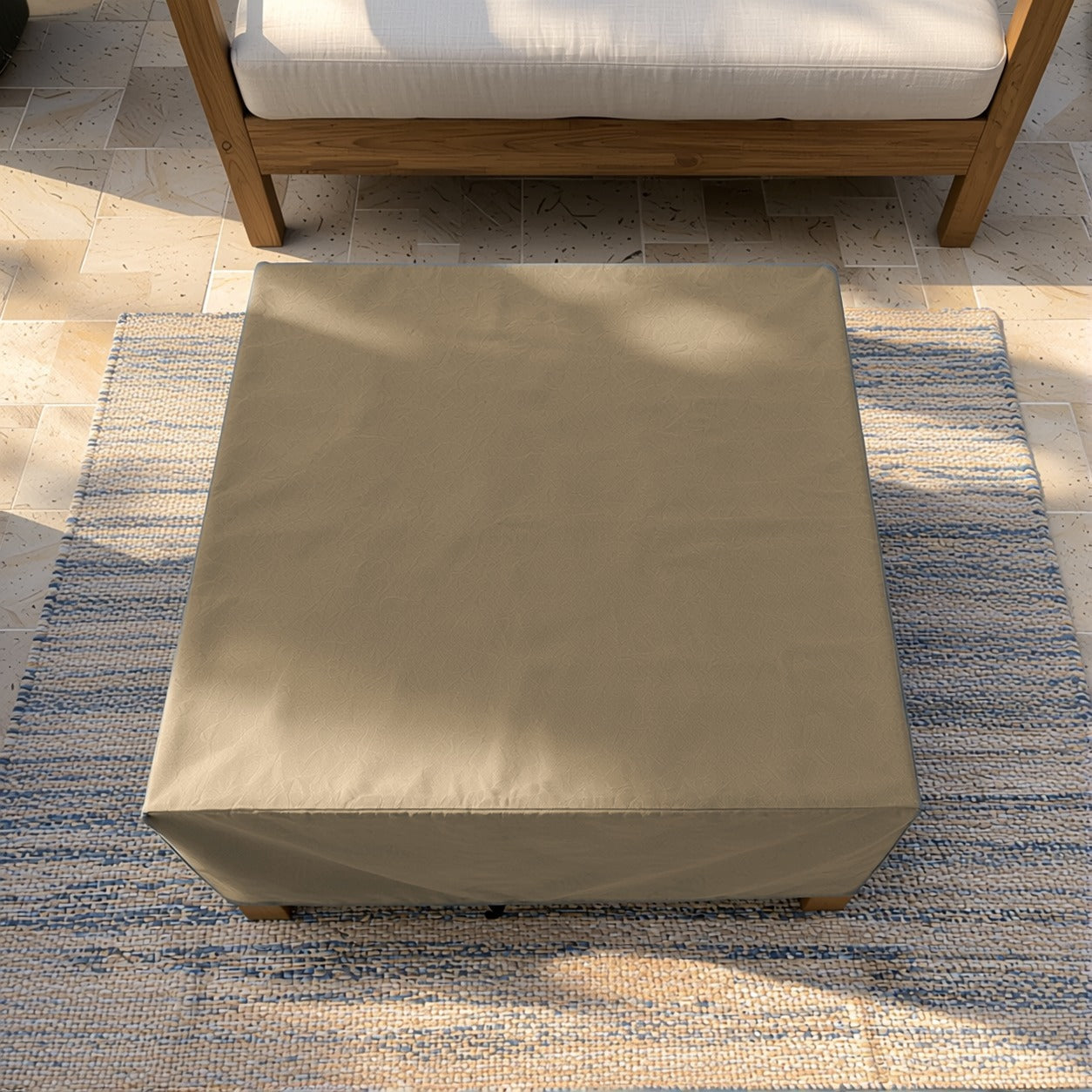 Khomo Gear Square Coffee Table cover in Brown - top view | Fits 28L x 28D x 16H, 28L x 22D x 17H