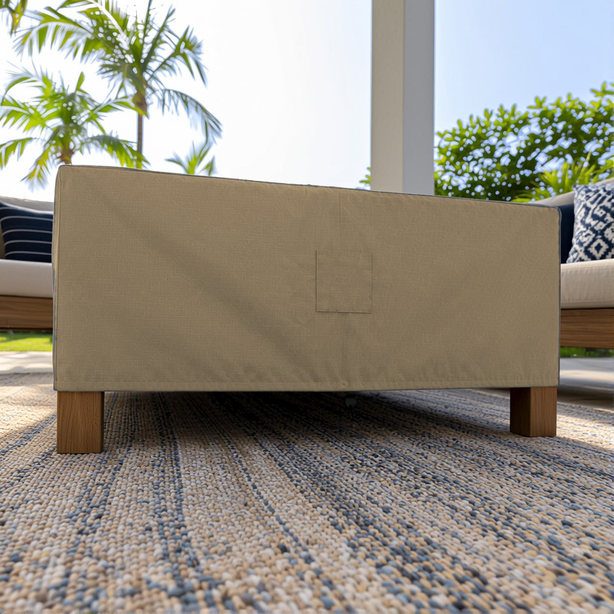 Khomo Gear Square Coffee Table cover in Brown - ground level | Fits 28L x 28D x 16H, 28L x 22D x 17H