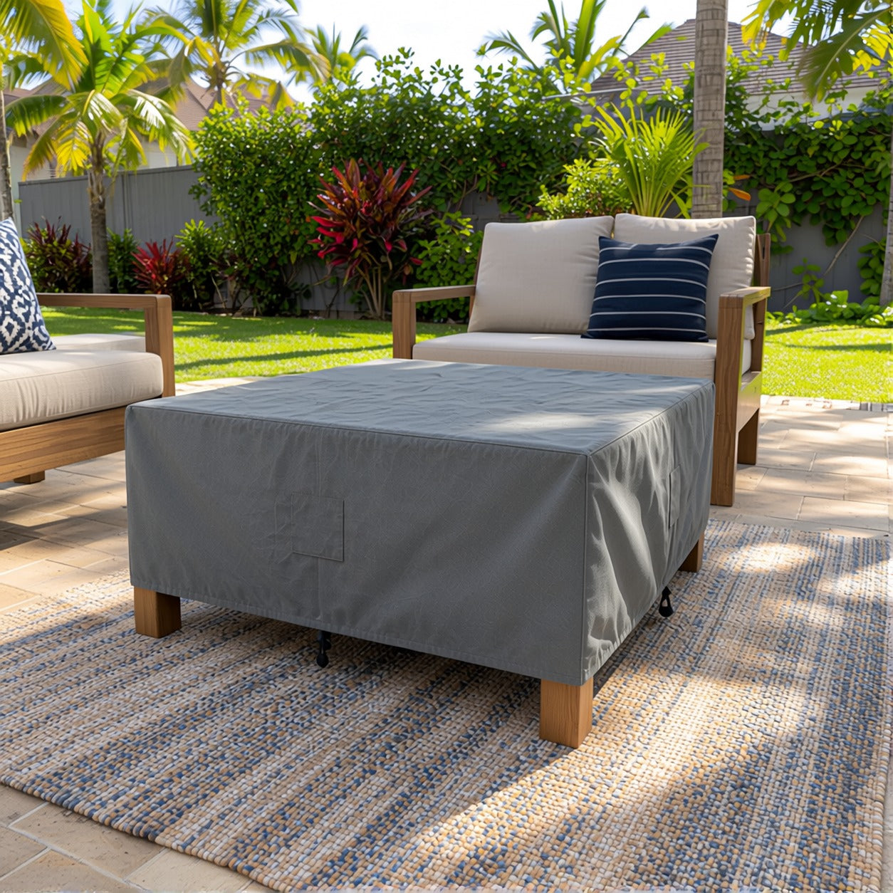 Khomo Gear Square Coffee Table cover in Gray - main | Fits 28L x 28D x 16H, 28L x 22D x 17H
