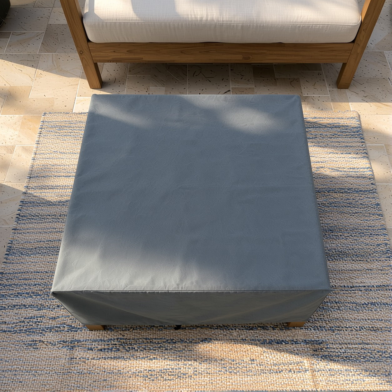 Khomo Gear Square Coffee Table cover in Gray - top view | Fits 28L x 28D x 16H, 28L x 22D x 17H