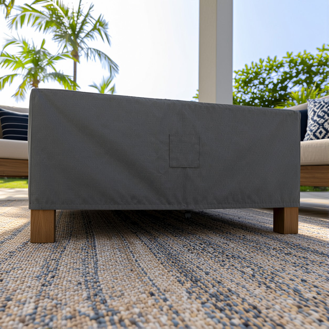 Khomo Gear Square Coffee Table cover in Gray - ground level | Fits 28L x 28D x 16H, 28L x 22D x 17H