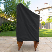 Black - Khomo Gear stackable chair outdoor cover, low-angle side view