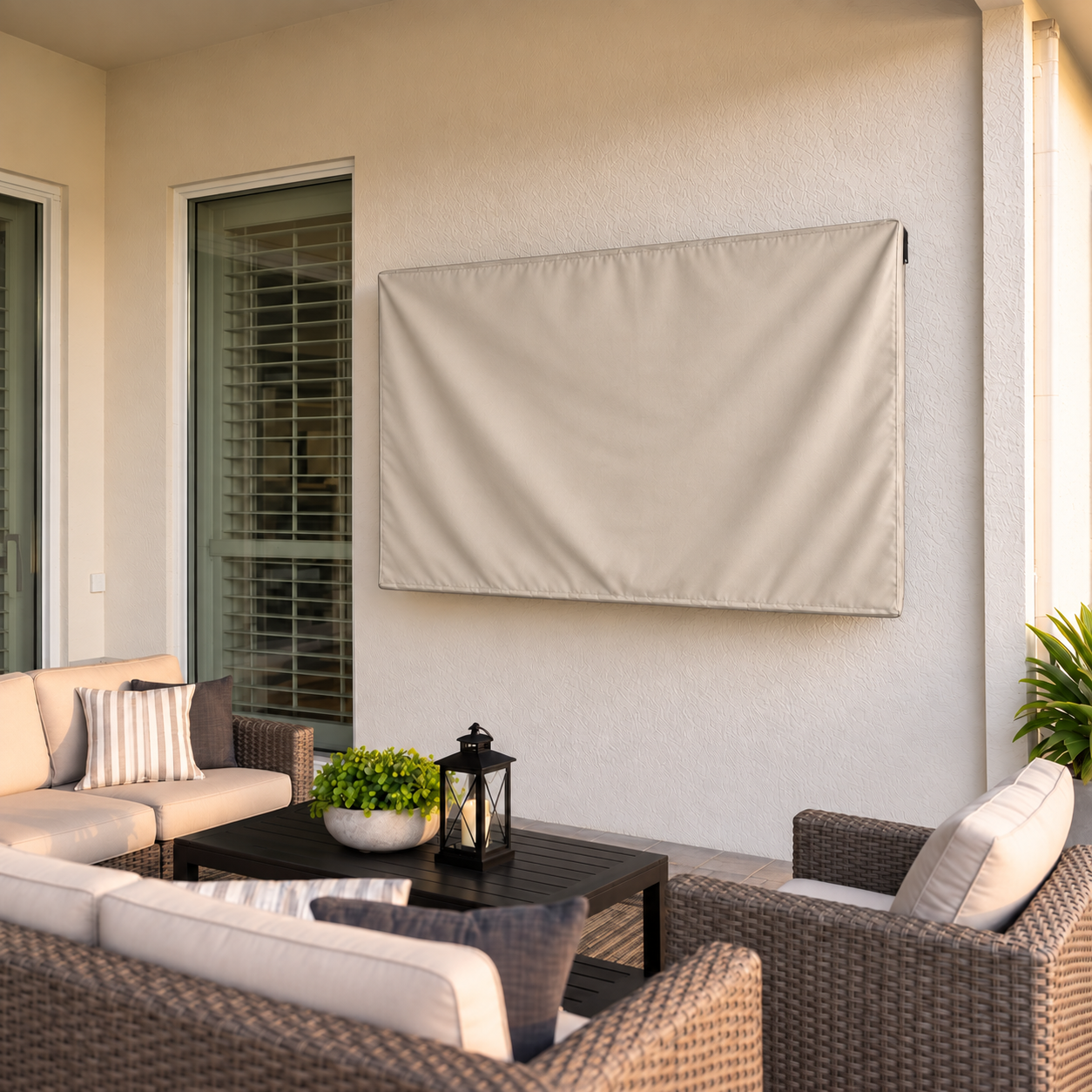KHOMO Gear Outdoor TV Cover - Beige - Size View
