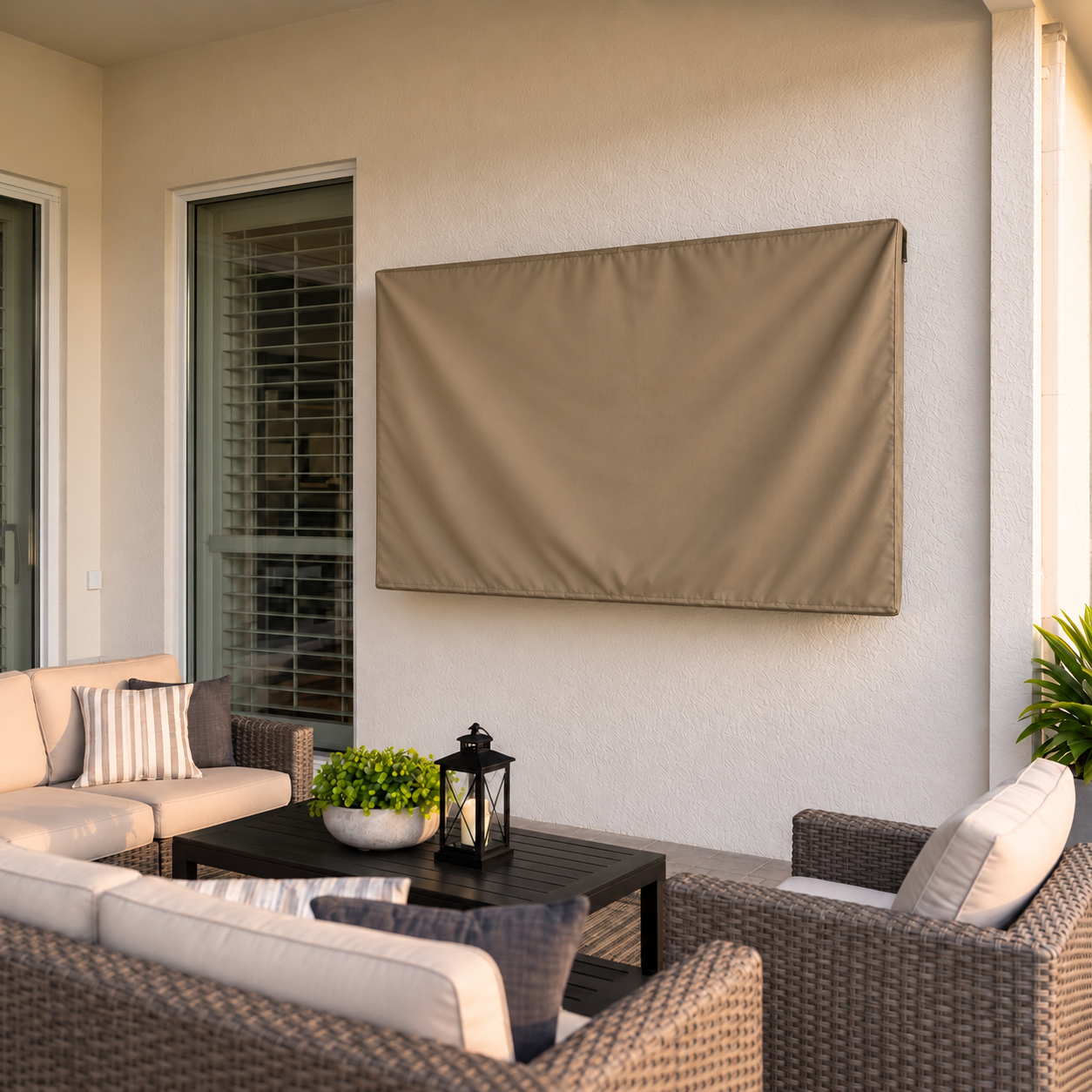 KHOMO Gear Outdoor TV Cover - Brown - Remote View
