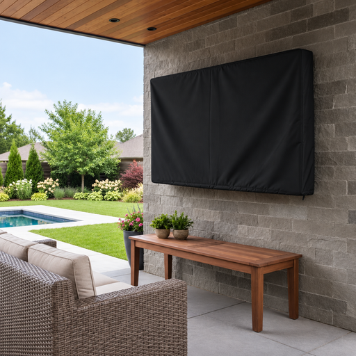 KHOMO Gear Outdoor TV Cover - Black - Front View