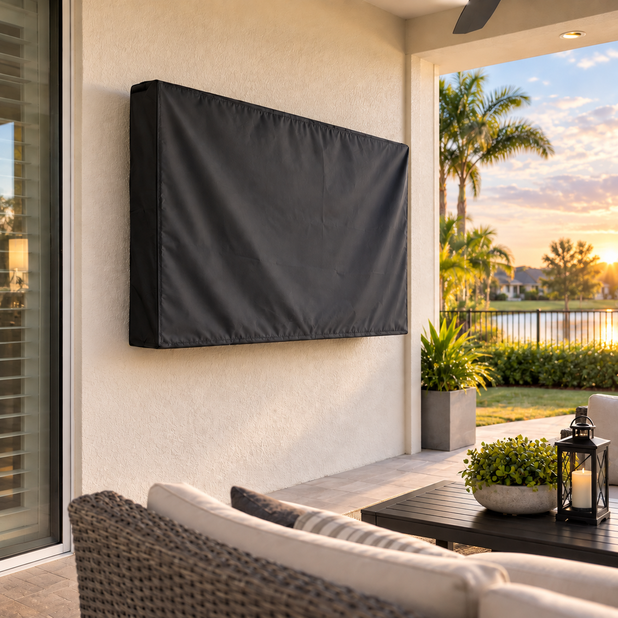 KHOMO Gear Outdoor TV Cover - Black - Lifestyle
