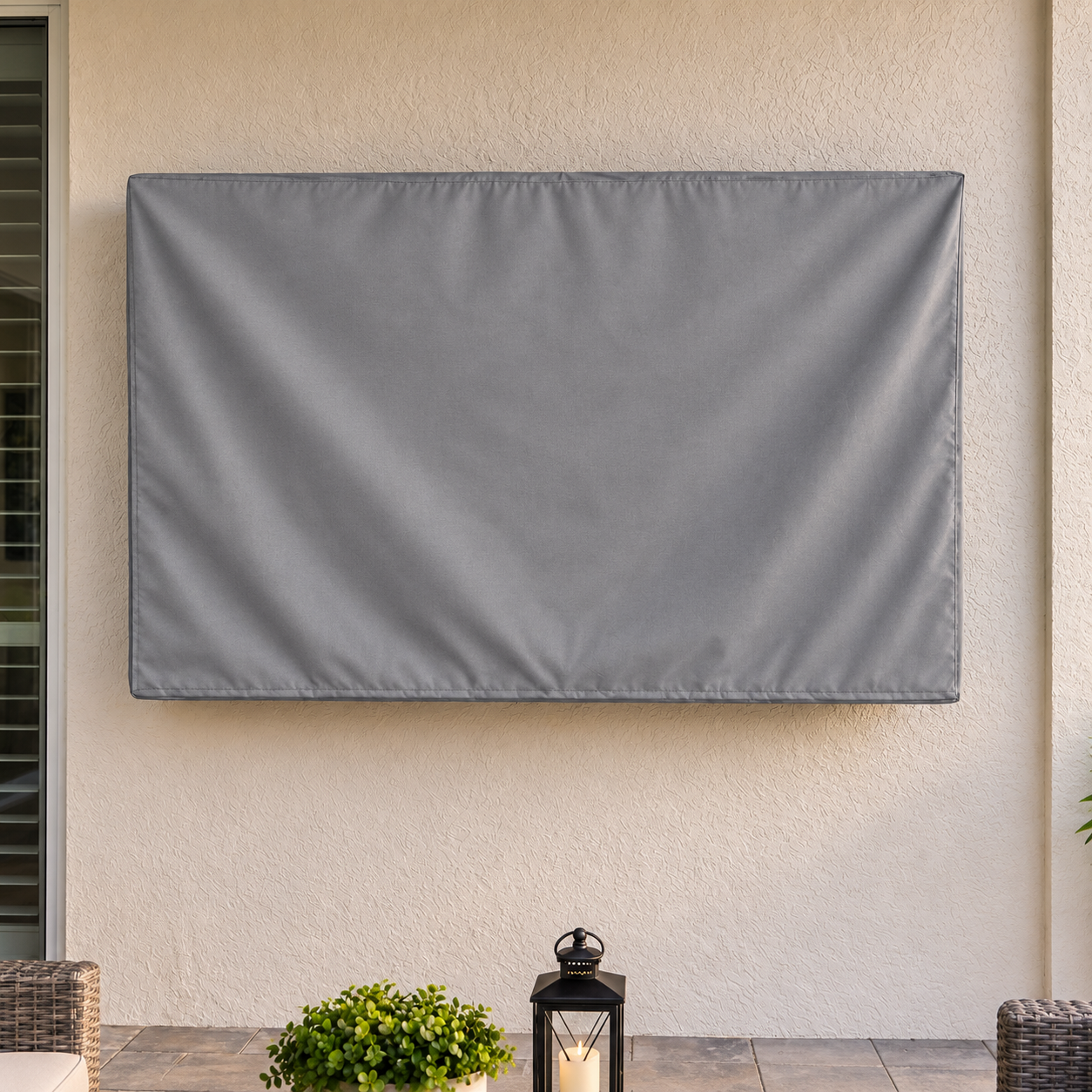KHOMO Gear Outdoor TV Cover - Gray - Front View
