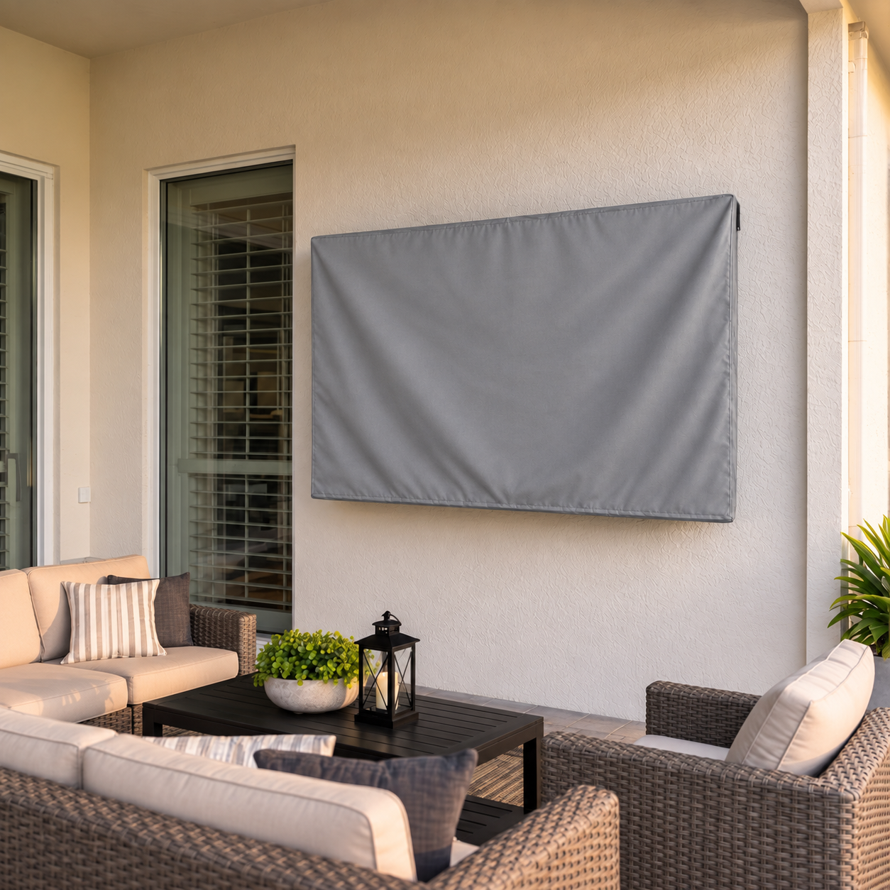 KHOMO Gear Outdoor TV Cover - Gray - Lifestyle

