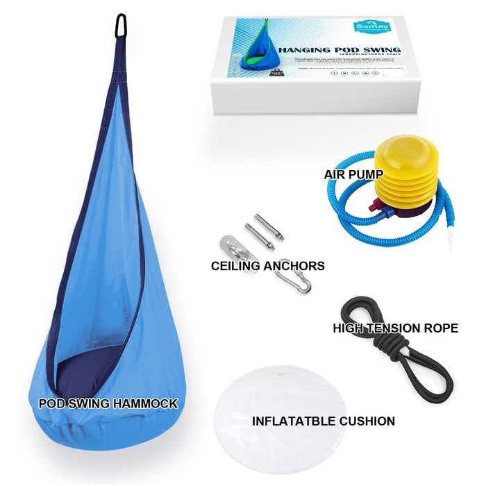 Hanging Hammock Pod Swing Chair For Kids Light Blue