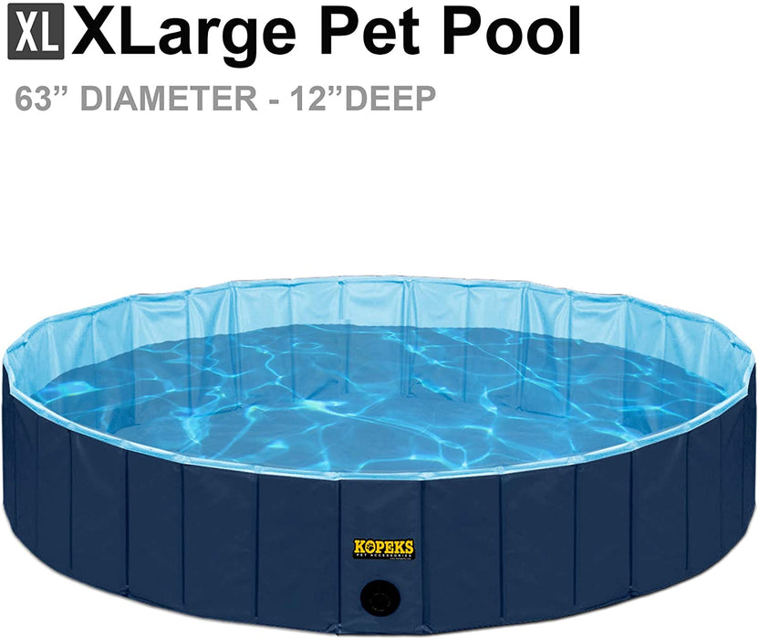 Outdoor Swimming Pool Bathing Tub - Blue Portable Foldable - Ideal for Pets