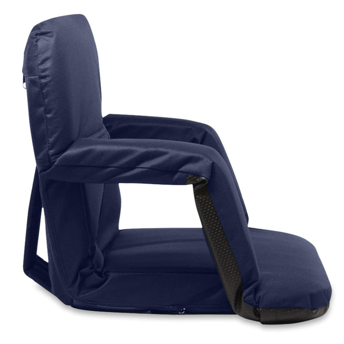 Stadium Bleacher Seat Bench Chair with Padded Reclining Cushion  - Blue