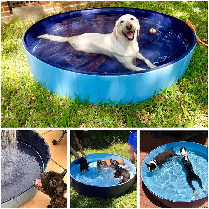 Outdoor Swimming Pool Bathing Tub - Blue Portable Foldable - Ideal for Pets