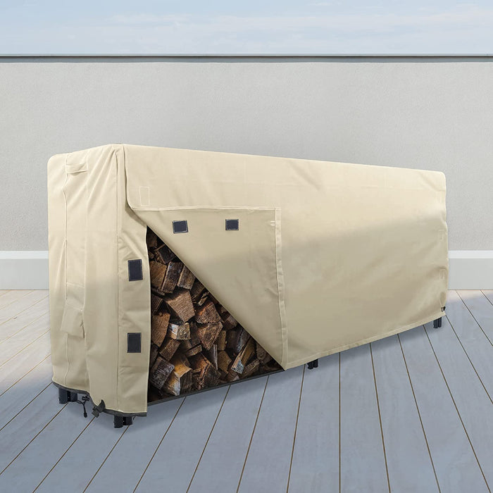 Log Rack Outdoor Cover 8 Feet Beige