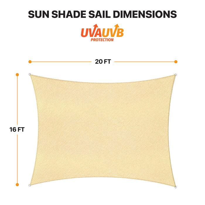 Sun Shade Sail UV Block Rectangle- Beige