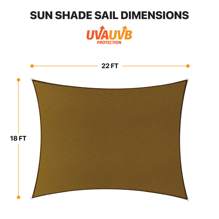 Sun Shade Sail UV Block Rectangle - Brown