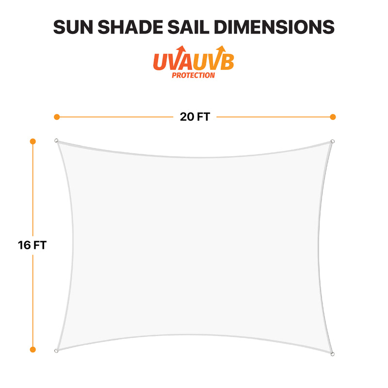 Khomo Gear rectangle sun shade sail dimensions: 16 x 20 ft