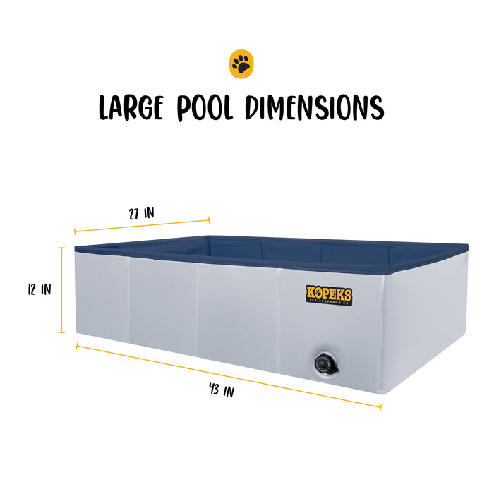 Outdoor Rectangular Swimming Pool Bathing Tub -Grey Portable Foldable