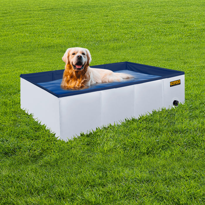 Outdoor Rectangular Swimming Pool Bathing Tub -Grey Portable Foldable