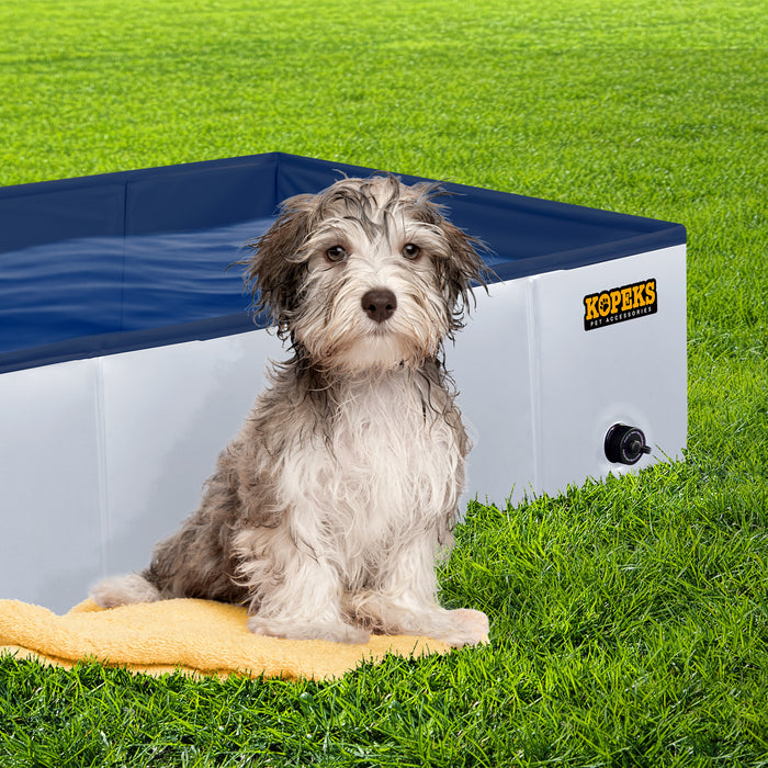 Outdoor Rectangular Swimming Pool Bathing Tub -Grey Portable Foldable