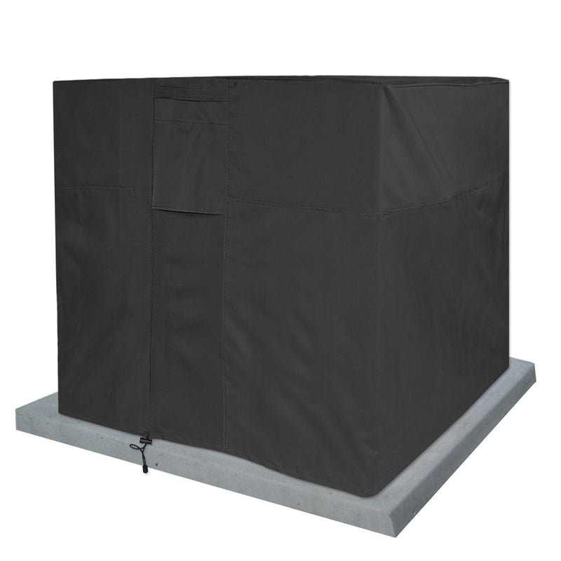 Black - Khomo Gear square outdoor air conditioner cover, front view