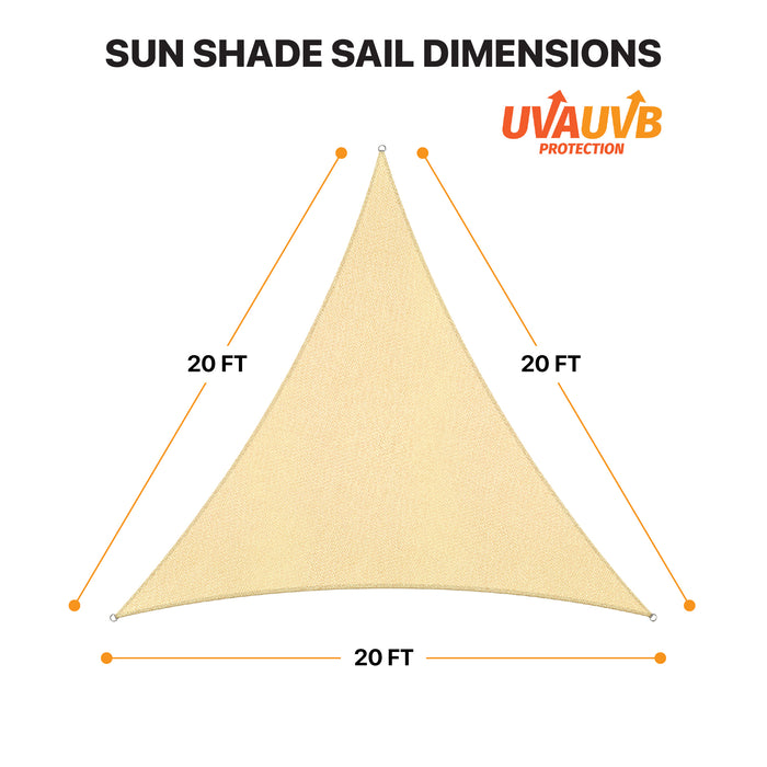 Sun Shade Sail UV Block Triangle - Beige