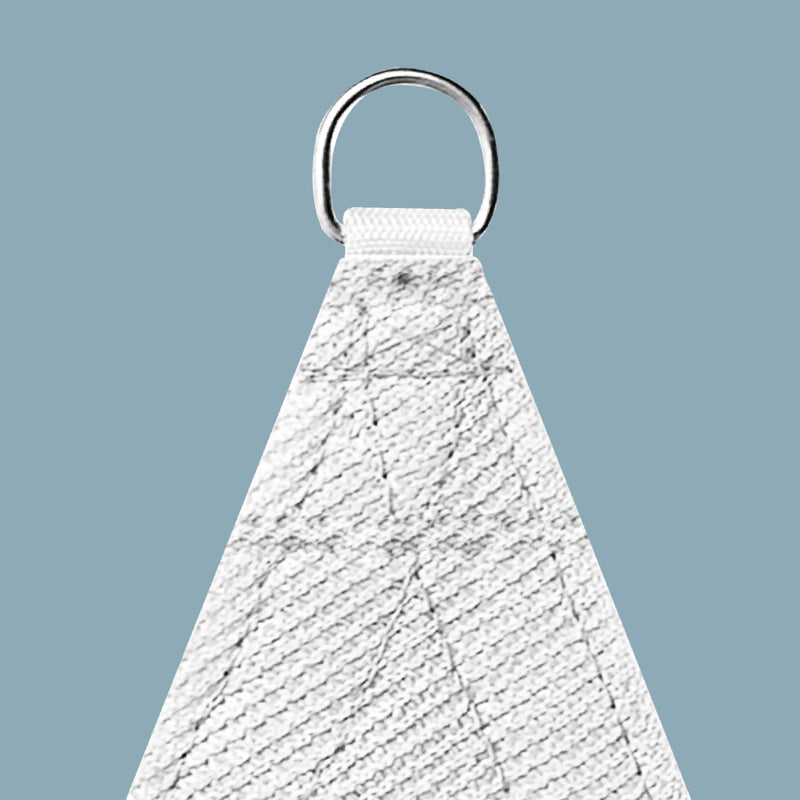 Close-up of the stainless steel D-ring corner on a Khomo Gear rectangle shade sail