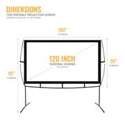 Khomo Gear 120 inch portable projector screen dimensions: 102 x 59 in viewing area