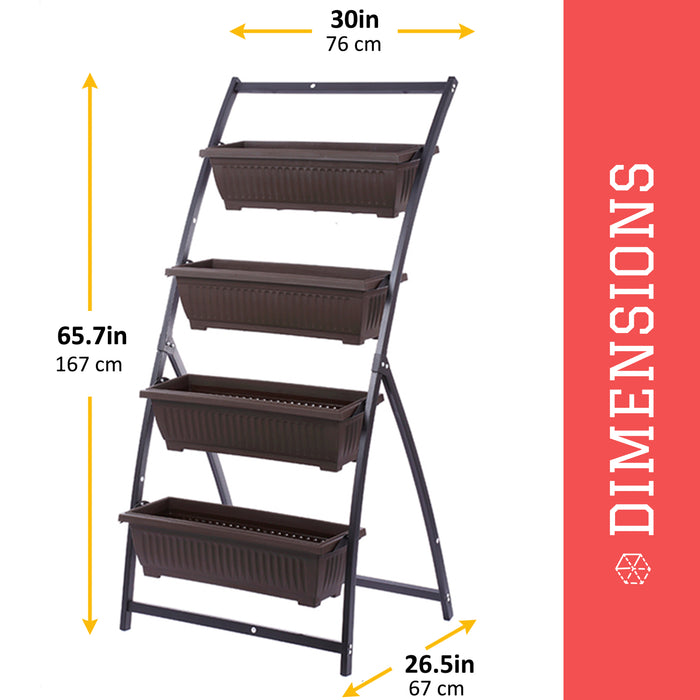 6 feet Tall Vertical Planter with 4 Urban Orchard Pots for Flowers and Plants Garden Terrace Balcony Indoor Outdoor