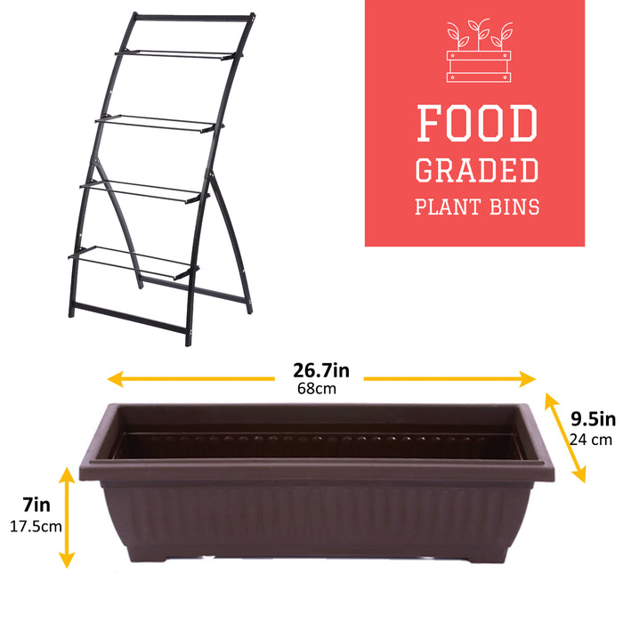 6 feet Tall Vertical Planter with 4 Urban Orchard Pots for Flowers and Plants Garden Terrace Balcony Indoor Outdoor