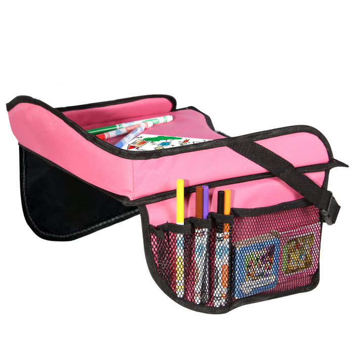 Toddler Car Seat Travel Tray with Storage Pocket Organizer - Hot Pink