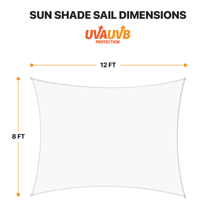 Sun Shade Sail UV Block Rectangle - White