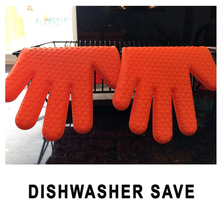 Pair Of Heat Resistant Gloves Oven / Kitchen / BBQ Grill - Orange