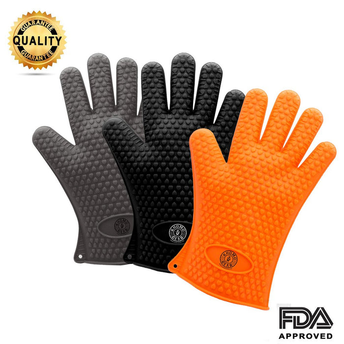 Pair Of Heat Resistant Gloves Oven / Kitchen / BBQ Grill - Orange